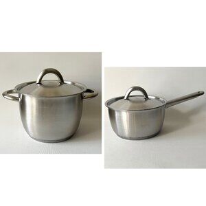 Set of 2 IKEA 365+ Saucepan 18/10 Stainless Steel Pot with Lid 2.5L and 1.5L